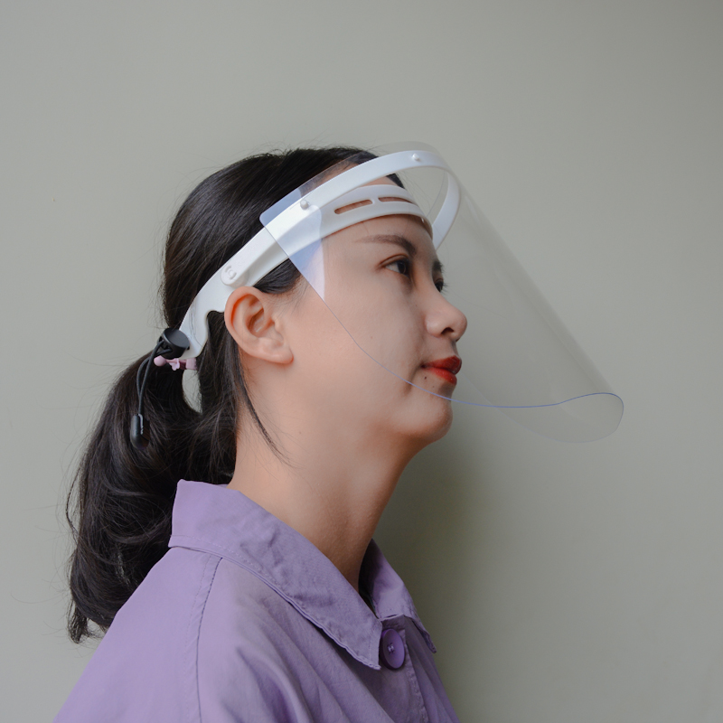 CEN EN Fluid Splash Prevention Shields Facial Transparent Outdoor Face Shield PET Twarda Plastic Face Shield